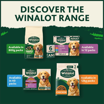 WINALOT Meaty Chunks Adult Wet Dog Food Mixed in Jelly Beef, Chicken, Lamb 40x100g Pouches